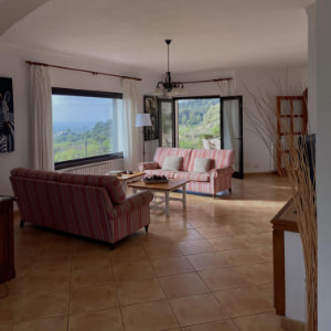 Villa in s'Horta Living-dining room with access to terrace